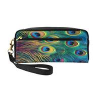 ZXMDZTSS Colored Peacock - Print Customizable Pu Leather Pencil Case & Makeup Bag - Compact Organizer for Students, Artists, Travel