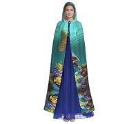 ZXMDZTSS colorful fish under the sea -Print Adults Halloween Hooded Cloak | Full Print Cape | Neck-Tie Closure