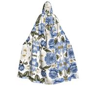ZXMDZTSS Colorful Flowers Bird -Print Adults Halloween Hooded Cloak | Full Print Cape | Neck-Tie Closure