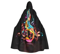 ZXMDZTSS Colorful Musical Note -Print Halloween Hooded Cloak Adults | Full Print Cape | Party Costume | Tie Closure Polyester