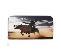 ZXMDZTSS Cool Bull Riding - Genuine Leather Women's Zipper Wallet with Phone Pocket - Stylish Clutch Purse for Daily Use, Travel & Gifts (7.9 in Handheld Design)