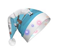ZXMDZTSS Cute Alpacas -Print Adult Plush Light-Up Christmas Hat Led Flashing Santa Headwear Pom-Pom For Xmas Parties Events.