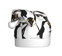 ZXMDZTSS Cute Baby Penguins Sketch -Print Adult Plush Christmas Hat Cozy Festive Santa Headwear Pom-Pom For Xmas Parties Holidays.