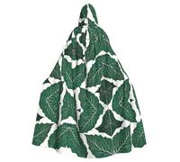 ZXMDZTSS Cute green palm leaves -Print Halloween Hooded Cloak Adults | Full Print Cape | Party Costume | Tie Closure Polyester