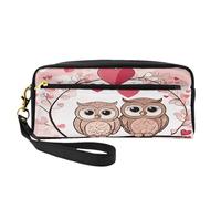 ZXMDZTSS Cute Owls - Print Customizable Pu Leather Pencil Case & Makeup Bag - Compact Organizer for Students, Artists, Travel