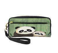 ZXMDZTSS Cute Panda and - Print Customizable Pu Leather Pencil Case & Makeup Bag - Compact Organizer for Students, Artists, Travel