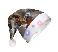 ZXMDZTSS Cute Squirrel -Print Adult Plush Light-Up Christmas Hat Led Flashing Santa Headwear Pom-Pom For Xmas Parties Events.