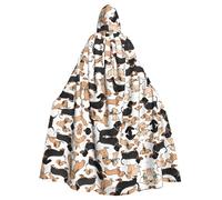 ZXMDZTSS Dachshund Floral -Print Halloween Hooded Cloak Adults | Full Print Cape | Party Costume | Tie Closure Polyester