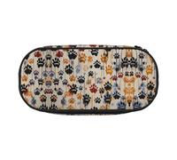 ZXMDZTSS (Dog Bones Prints) Print Large Pencil Case with Compartments & Zipper - Premium Oxford Fabric School, Office, Travel Organizer for Students, Artists