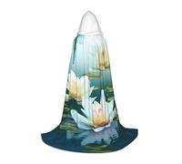 ZXMDZTSS Dragonfly with Water Lily -Print Youth Hooded Capes | Cloaks For Teens | Halloween Costume | Reusable Party Wear L