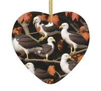 ZXMDZTSS Eagle on the Branch -Print Christmas Acrylic Heart Pendant Gold Lanyard, Customizable Ornament For Holiday Decor, Wedding Party Favors, And Retail Displays.