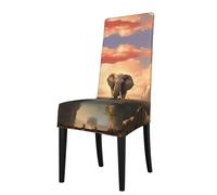 ZXMDZTSS elephant on a bridge -Print Stretch Fabric Dining Chair Covers - Removable Washable Slipcovers For Most Chairs - Fits 46-56cm Back Height