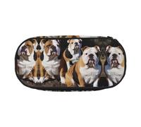 ZXMDZTSS (English Bulldogs) Print Large Pencil Case with Compartments & Zipper - Premium Oxford Fabric School, Office, Travel Organizer for Students, Artists