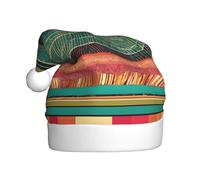 ZXMDZTSS Ethnic Geometric Pattern -Print Adult Plush Christmas Hat Cozy Festive Santa Headwear Pom-Pom For Xmas Parties Holidays.