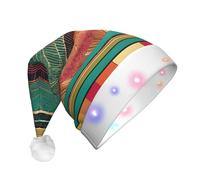 ZXMDZTSS Ethnic Geometric Pattern -Print Adult Plush Light-Up Christmas Hat Led Flashing Santa Headwear Pom-Pom For Xmas Parties Events.