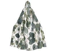 ZXMDZTSS Eucalyptus Leaves -Print Adults Halloween Hooded Cloak | Full Print Cape | Neck-Tie Closure