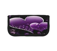 ZXMDZTSS Fashional Purple Hearts - Canvas Pen Case - Stylish Two-Tone Design | Makeup & Stationery Organizer for School, Travel