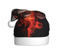 ZXMDZTSS Fire Skull Rose -Print Adult Plush Christmas Hat Cozy Festive Santa Headwear Pom-Pom For Xmas Parties Holidays.