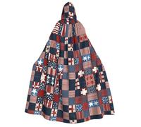 ZXMDZTSS Flag Patchwork -Print Adults Halloween Hooded Cloak | Full Print Cape | Neck-Tie Closure
