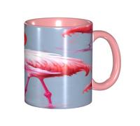 ZXMDZTSS Flamingo Printed -Print Pink Color Ceramic Mug Microwave Safe Smooth Rim Handle for Home Office Gifts.