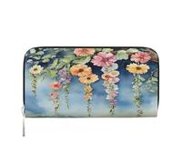 ZXMDZTSS Floral Ivy Blossoms Tree - Genuine Leather Women's Zipper Wallet with Phone Pocket - Stylish Clutch Purse for Daily Use, Travel & Gifts (7.9 in Handheld Design)