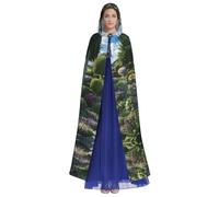 ZXMDZTSS Flower -Print Adults Halloween Hooded Cloak | Full Print Cape | Neck-Tie Closure