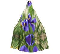 ZXMDZTSS Flower -Print Adults Halloween Hooded Cloak | Full Print Cape | Neck-Tie Closure