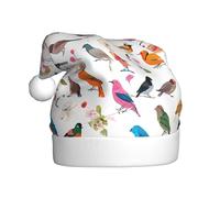 ZXMDZTSS Flowers Bunnies Birds -Print Adult Plush Christmas Hat Cozy Festive Santa Headwear Pom-Pom For Xmas Parties Holidays.