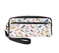 ZXMDZTSS Flowers Bunnies Birds - Print Customizable Pu Leather Pencil Case & Makeup Bag - Compact Organizer for Students, Artists, Travel