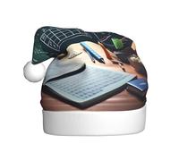 ZXMDZTSS Formulas Shapes Theory Math Lesson Word -Print Adult Plush Christmas Hat Cozy Festive Santa Headwear Pom-Pom For Xmas Parties Holidays.