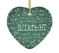 ZXMDZTSS Formulas Shapes Theory Math Lesson Word -Print Christmas Acrylic Heart Pendant Gold Lanyard, Customizable Ornament For Holiday Decor, Wedding Party Favors, And Retail Displays.