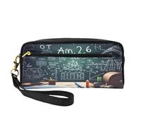 ZXMDZTSS Formulas Shapes Theory Math Lesson Word - Print Customizable Pu Leather Pencil Case & Makeup Bag - Compact Organizer for Students, Artists, Travel