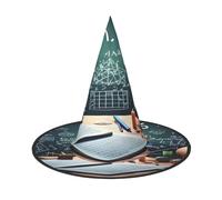 ZXMDZTSS Formulas Shapes Theory Math Lesson Word -Print Halloween Hat Adults | Festival Wear | Witch Costume Accessory | Oxford Cloth 1 PC