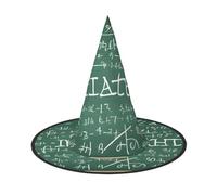 ZXMDZTSS Formulas Shapes Theory Math Lesson Word -Print Halloween Hat Adults | Festival Wear | Witch Costume Accessory | Oxford Cloth 3 PCS