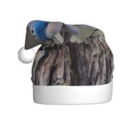 ZXMDZTSS Four Birds -Print Adult Plush Christmas Hat Cozy Festive Santa Headwear Pom-Pom For Xmas Parties Holidays.