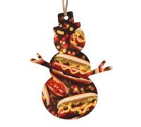 ZXMDZTSS Fun Food Hot Dogs -Print Christmas Wooden Ornaments 2PCS- Handmade Eco-Friendly Hanging Decor For Tree Gifts Holiday Festivities.
