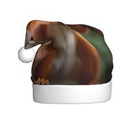 ZXMDZTSS Funny Animal Squirrel -Print Adult Plush Christmas Hat Cozy Festive Santa Headwear Pom-Pom For Xmas Parties Holidays.