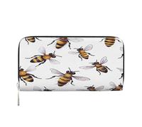 ZXMDZTSS Funny Bees - Genuine Leather Women's Zipper Wallet with Phone Pocket - Stylish Clutch Purse for Daily Use, Travel & Gifts (7.9 in Handheld Design)