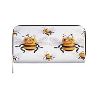ZXMDZTSS Funny Bees - Genuine Leather Women's Zipper Wallet with Phone Pocket - Stylish Clutch Purse for Daily Use, Travel & Gifts (7.9 in Handheld Design)
