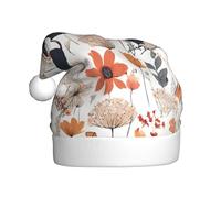 ZXMDZTSS Funny Cats Birds and Flowers -Print Adult Plush Christmas Hat Cozy Festive Santa Headwear Pom-Pom For Xmas Parties Holidays.
