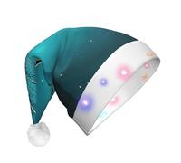 ZXMDZTSS Galaxy Animal Dragonfly -Print Adult Plush Light-Up Christmas Hat Led Flashing Santa Headwear Pom-Pom For Xmas Parties Events.