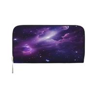 ZXMDZTSS Galaxy Starry Space Purple Starry - Genuine Leather Women's Zipper Wallet with Phone Pocket - Stylish Clutch Purse for Daily Use, Travel & Gifts (7.9 in Handheld Design)