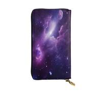 ZXMDZTSS (Galaxy Starry Space Purple Starry) Print Women's Leather Zip Wallet 12 Card Slots Coin Pocket for Travel/Gifts