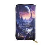 ZXMDZTSS (Galaxy Stars Hills) Print Women's Leather Zip Wallet 12 Card Slots Coin Pocket for Travel/Gifts