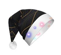 ZXMDZTSS Geometric Lines -Print Adult Plush Light-Up Christmas Hat Led Flashing Santa Headwear Pom-Pom For Xmas Parties Events.
