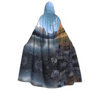 ZXMDZTSS Glacier National Park -Print Adults Halloween Hooded Cloak | Full Print Cape | Neck-Tie Closure