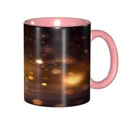 ZXMDZTSS Gold Musical Note with Fallen Shiny Star -Print Pink Color Ceramic Mug Microwave Safe Smooth Rim Handle for Home Office Gifts.