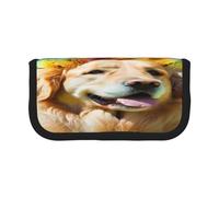 ZXMDZTSS Golden Retriever Dog - Canvas Pen Case - Stylish Two-Tone Design | Makeup & Stationery Organizer for School, Travel