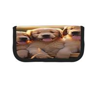 ZXMDZTSS Golden Retriever Dogs Puppies Pets - Canvas Pen Case - Stylish Two-Tone Design | Makeup & Stationery Organizer for School, Travel