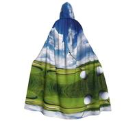 ZXMDZTSS golf course -Print Adults Halloween Hooded Cloak | Full Print Cape | Neck-Tie Closure